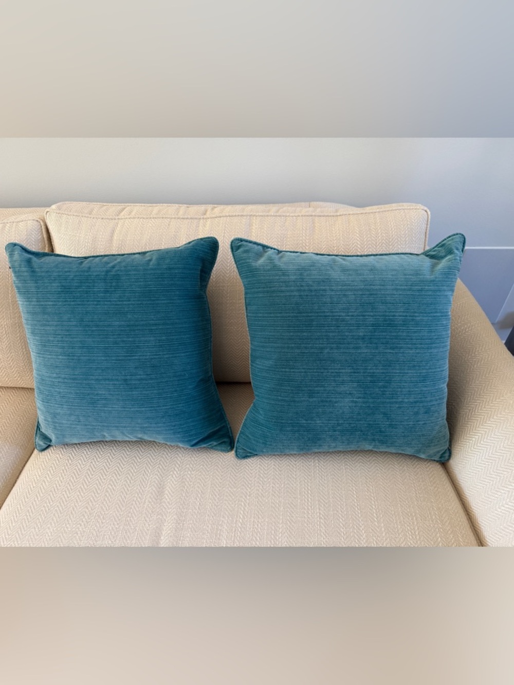 Ethan Allan Teal  Velvet Accent Pillow 18” Square